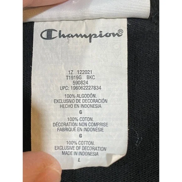 Champion Mens Graphic T-Shirt Black Large Cotton Short Sleeve T1919G BKC - Picture 6 of 8